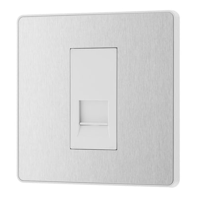 BG Evolve Brushed Steel 1 Gang Secondary Telephone Socket PCDBSBTS1W with 35mm Steel Back Box