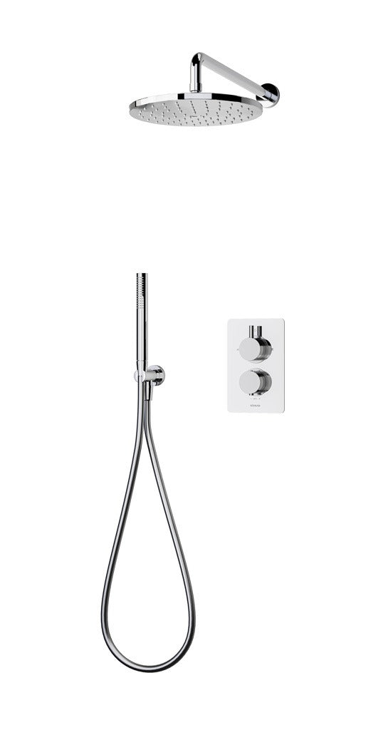 Aqualisa Dream concealed thermostatic mixer dual outlet with hand shower & wall fixed head - Round - DRMDCV2.HSFW.RND