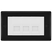 BG Nexus Matt Black 3 Gang IDC Secondary Telephone Socket - White Insert by British General (BG-NFBBTS3W)