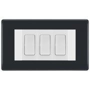 BG Part M 3 Gang 20AX 2 Way Light Switch Graphite - White Insert