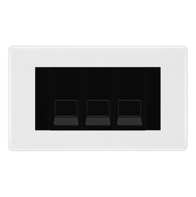 BG Nexus White Moulded 3 Gang RJ11 Telephone Socket Euro Module - Black Insert by British General (BG-NWMRJ113B)