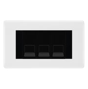BG Nexus White Moulded 3 Gang RJ11 Telephone Socket Euro Module - Black Insert by British General (BG-NWMRJ113B)