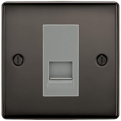 BG Nexus Black Nickel Single RJ11 Telephone Socket NBNRJ111 - Grey Insert by British General (BG-NBNRJ111G)