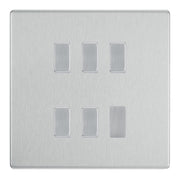 BG Brushed Steel Screwless 5 Gang Intermediate Custom Grid Light Switch with Back Box Included by British General (BG-SCL-BS-5G-CUSTOM-5xINT-SWITCH)