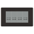 BG Screwless Black Nickel 4 Gang Secondary Telephone Socket, Screw Terminal - Grey Insert