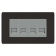 BG Screwless Black Nickel 4 Gang Secondary Telephone Socket, Screw Terminal - Grey Insert by British General (BG-FBNEMR4+EMBTSSG)