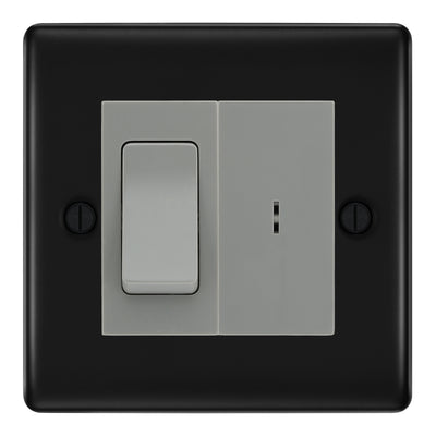 BG Nexus Matt Black 20A Secret Key Switch with 20A Double Pole Switch - Grey Insert