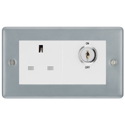 BG Metal Clad 13A Double Pole Key Controlled Socket - White Insert