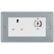 BG Metal Clad 13A Double Pole Key Controlled Socket - White Insert