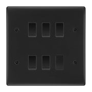 BG Matt Black 5 Gang Intermediate Custom Grid Light Switch with Back Box Included by British General (BG-NEXUS-MB-5G-CUSTOM-5x-INT-SWITCH)
