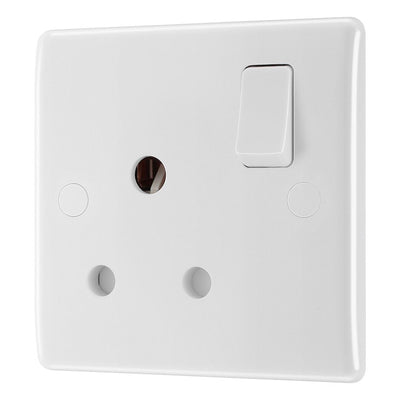 BG Electrical 15A Switched Round Pin Socket White & 50mm Pattress Back Box