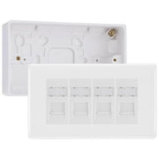 BG Nexus White RJ45 CAT6 Module with 4 Gang Faceplate, 4 Port Network Socket & Back Box (White Insert) by British General (BG-EMRJ45C6W-4G-32)
