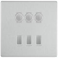 BG Screwless Brushed Steel 6 Gang Switch 3x Trailing Edge LED Dimmer 3x Intermediate Custom Grid Switch