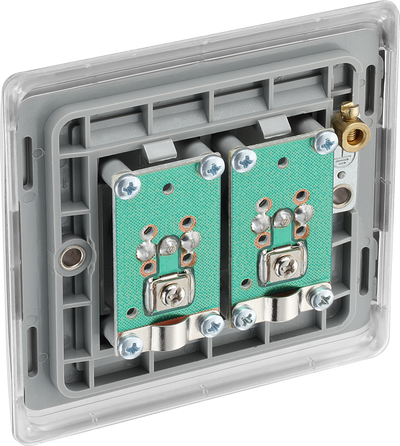 BG NBS66 Nexus Diplex Tv/fm, 2 Gang Brushed Steel Satellite Socket Outlets