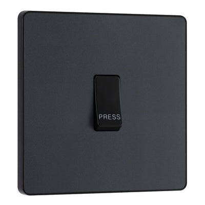 BG Evolve Matt Grey 10AX 1 Way Press Switch PCDMG14B with 25mm Steel Back Box