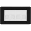 BG Screwless Matt Black 4 Gang IDC Secondary Telephone Socket - White Insert