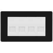 BG Screwless Matt Black 4 Gang IDC Secondary Telephone Socket - White Insert by British General (BG-FFBBTS4W)