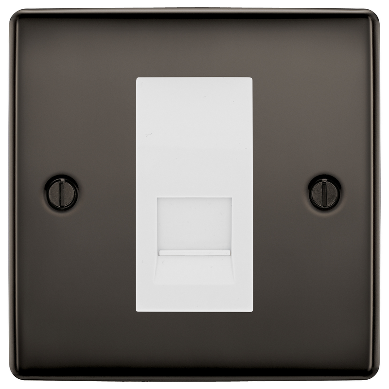 BG Nexus Black Nickel Single Master Telephone Socket – White Insert