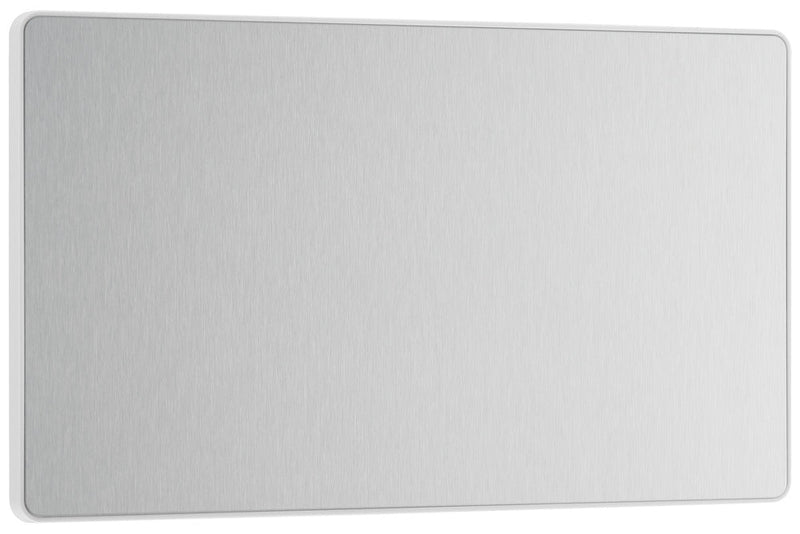 BG Evolve PCDBS95W Double Blank Plate - Brushed Steel (White)