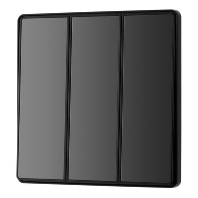 BG Evolve Black Chrome 2 Way Triple Edge to Edge Rocker Switch PCDBC43EB with 35mm Steel Back Box