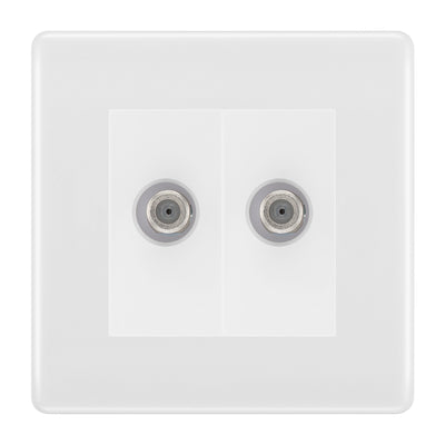 BG White Moulded Double Satellite Socket NWM642W by British General (BG-NWM642W)