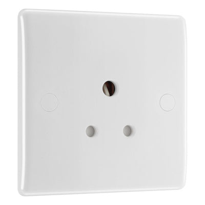 BG Electrical 5A Unswitched Round Pin Socket White & 32mm Pattress Back Box