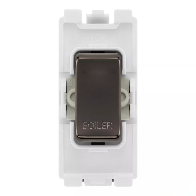 BG RRBLBN Black Nickel 20 Amp Double Pole Appliance Grid Switch Labelled Boiler