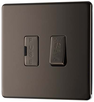 BG Electrical FBN15F Nexus Flatplate Screwless Black Nickel 10A 3 Pole Fan Isolator Switch