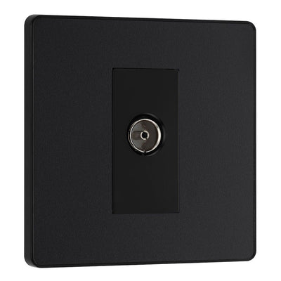 BG Evolve Matt Black Single Co-Axial Socket PCDMB60B with 35mm Steel Back Box