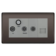 BG Nexus Black Nickel TV/FM/SAT + Return & 1 Gang Tel - Screened Triplex Socket NBN68G by British General (BG-NBN68G)