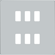 BG RFPC6 Nexus Screwless Grid Polished Chrome 6 Module Front Plate by British General (BG-RFPC6-Shopify-SA_1)
