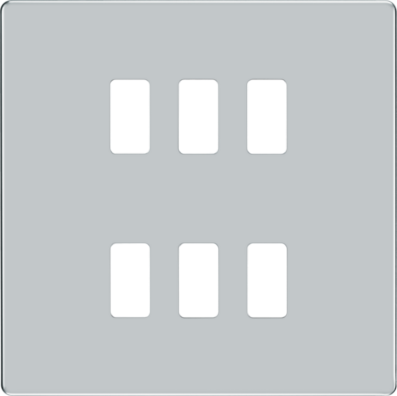 BG RFPC6 Nexus Screwless Grid Polished Chrome 6 Module Front Plate