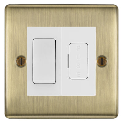 BG Nexus Antique Brass 2 Way Light Switch & 13A Fused Spur Plate | White Insert