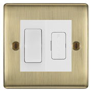 BG Nexus Antique Brass 2 Way Light Switch & 13A Fused Spur Plate | White Insert