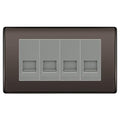 BG Nexus Black Nickel 4 Gang RJ11 Telephone Socket Euro Module - Grey Insert