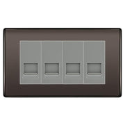 BG Nexus Black Nickel 4 Gang RJ11 Telephone Socket Euro Module - Grey Insert by British General (BG-NBNRJ114G)
