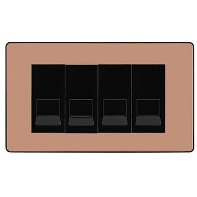 BG Evolve Polished Copper 4 Gang RJ11 Telephone Socket Euro Module - Black Insert by British General (BG-PCDCPRJ114B)