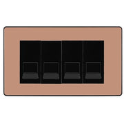 BG Evolve Polished Copper 4 Gang RJ11 Telephone Socket Euro Module - Black Insert by British General (BG-PCDCPRJ114B)
