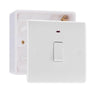 BG Nexus 1 Gang 20A 2 Pole Neon Switch White & 32mm Pattress Back Box by British General (BG-831+891)