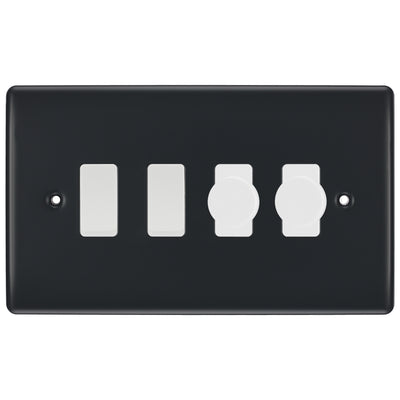 BG Part M 4 Gang Switch 2x Intelligent Dual Mode Dimmer 2x 2 Way Custom Grid