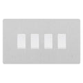 BG Evolve Brushed Steel 4-Gang Intermediate Light Switch | Slim Screwless Design | Modern Home & Office Decor