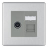 BG Screwless Brushed Steel TV Aerial & RJ45 CAT6 Data Socket - Grey Insert by British General