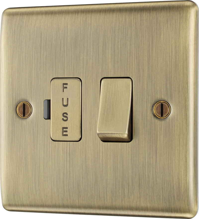 BG NAB50 Nexus Metal Antique Brass 13A Switched Fused Spur Unit
