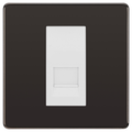BG Screwless Black Nickel Single Secondary Telephone Socket, Screw Terminal - White Insert