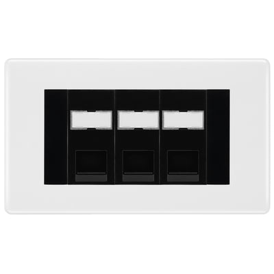 BG White Moulded 3 Gang RJ45 Cat5e Data Socket Black Inserts by British General (BG-NWMRJ453C5EB)