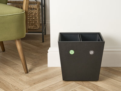 Corby Highland Dual Recycling Bin in Black PU Leather by Corby of Windsor (Corby-27453)