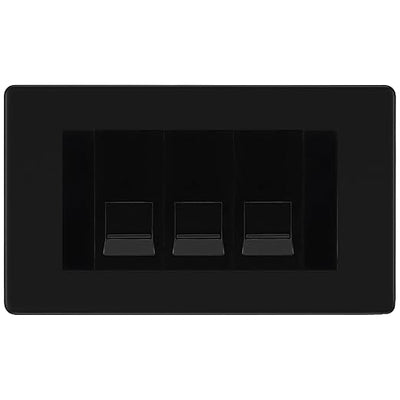 BG Screwless Matt Black 3 Gang IDC Secondary Telephone Socket - Black Insert by British General (BG-FFBBTS3B)
