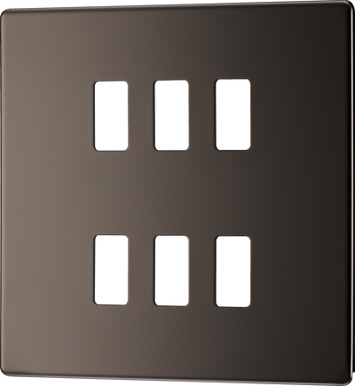 BG RFBN6 Nexus Screwless Grid Black Nickel 6 Module Front Plate