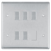 BG Brushed Steel 5 Gang 2 Way Custom Grid Light Switch with Back Box Included by British General (BG-NEXUS-BS-5G-CUSTOM-LIGHT-SWITCH)