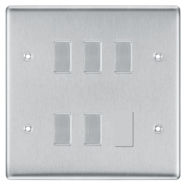 BG Brushed Steel 5 Gang Light Switch Custom Switch